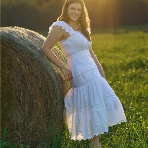 Eyelet Embroidered Flutter Sleeve Cotton Midi Dress by Vineyard Vines